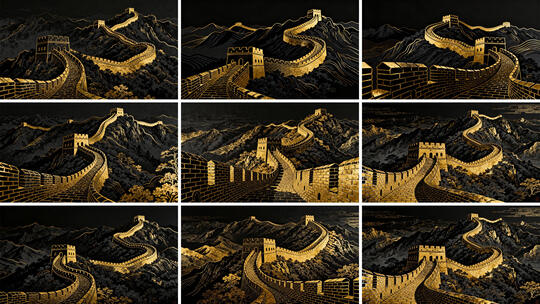金色长城 大气中国风 国潮长城 动态背景