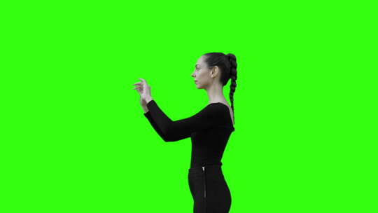 女性多种手势的绿幕视频视频素材模板下载