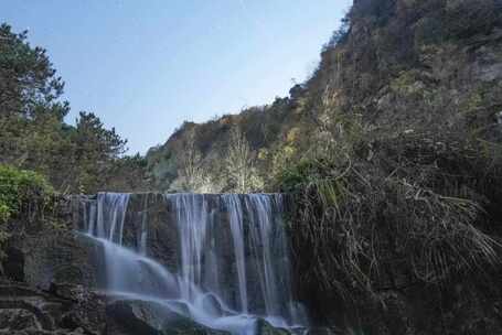 小溪延时摄像森林流水绿色自然