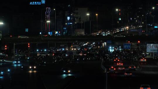 广西南宁邕武路车流道路街道街景夜景