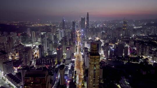 4k高画质航拍深圳城市罗湖夜景