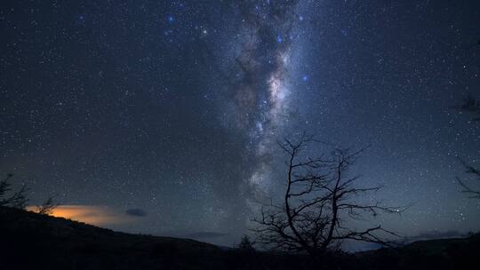 夜空星辰银河星轨延时