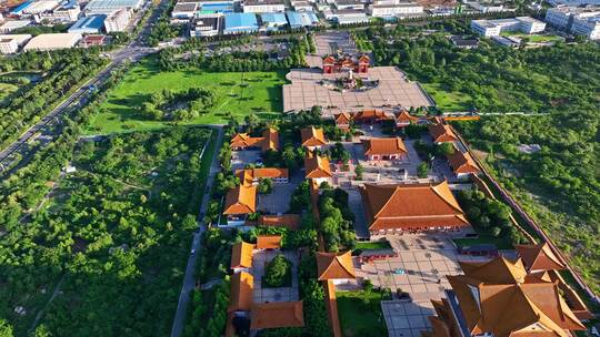 航拍徐州经济技术开发区宝莲寺佛教文化景区