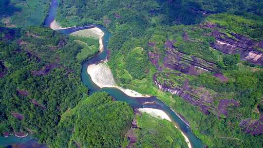 航拍武夷山天游峰晒布岩水月亭九曲溪茶园