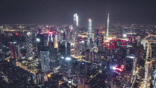 广州大气夜景航拍延时-对角面1 城市夜景 霓虹车流