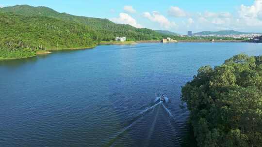 广东绿水青山水库自然风光4k航拍