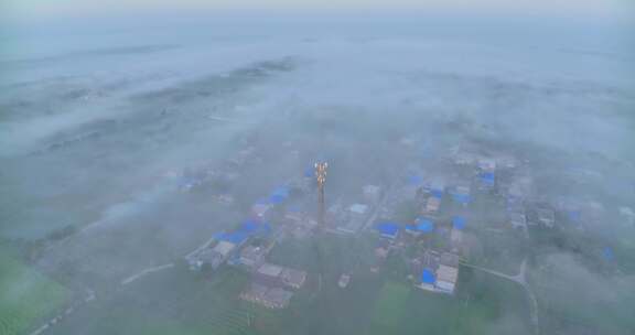 中国河南平原平流雾HDR航拍