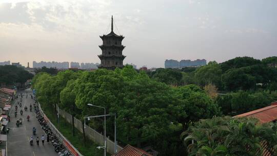 泉州航拍西街东西塔市区开元寺风景名胜古迹