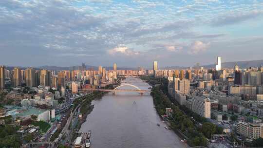 甘肃兰州黄河风光兰州大景航拍