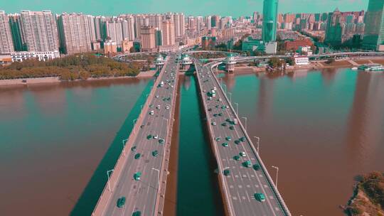 哈尔滨公路大桥超清移动延时航拍素材