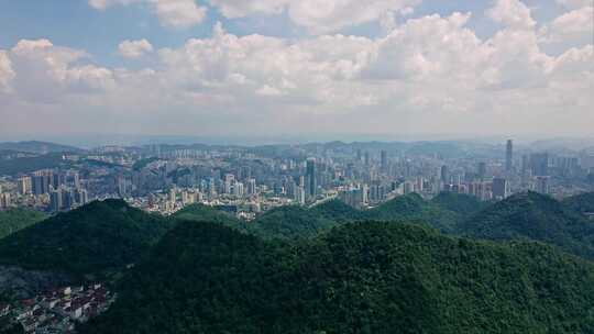 航拍贵阳城市建筑城市空景