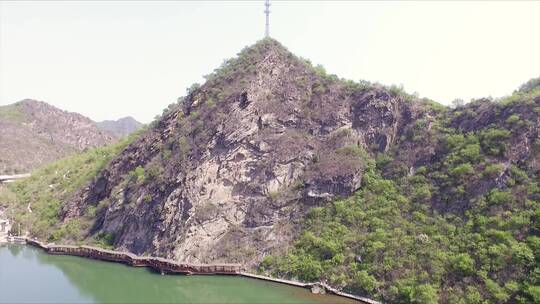 航拍春天北京怀柔山区景色