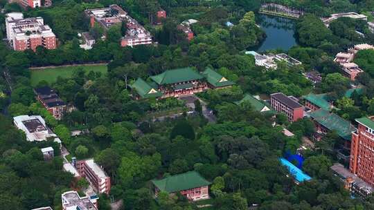 航拍广州中信大厦 华南理工大学校园全景