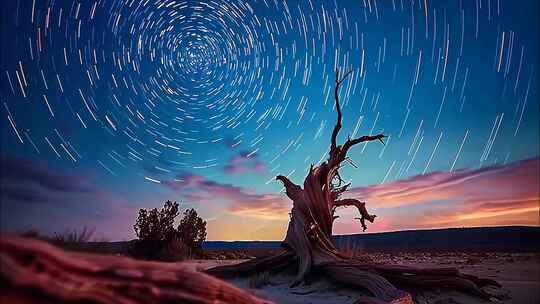 星空银河延时星轨夜空星光灿烂唯美背景ai