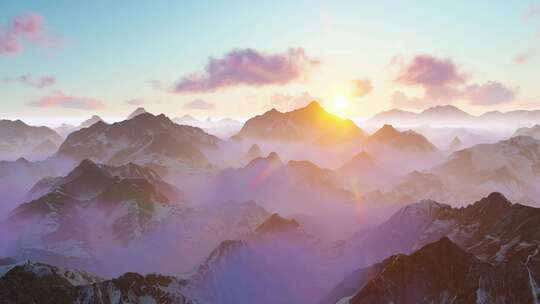 唯美雪山 雪山日出