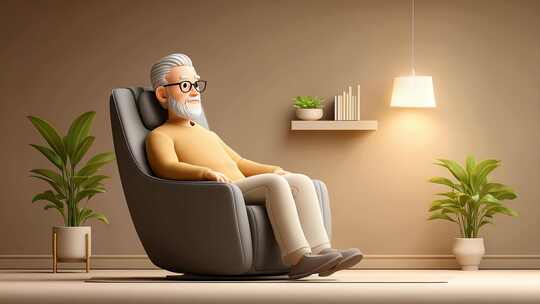 居家舒适长者惬意放松思考生活
