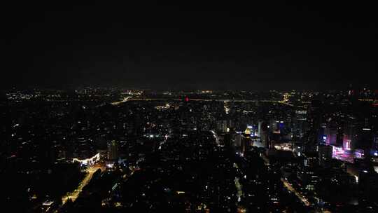 江苏南京城市夜景灯光航拍