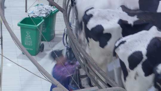 延时拍摄奶牛场自动化挤奶线