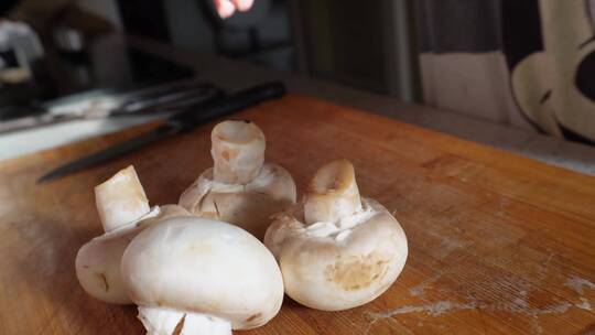 口蘑白蘑菇清洗切片