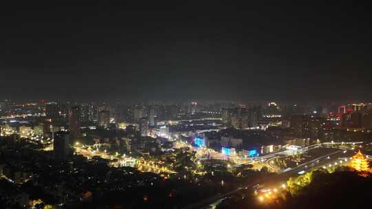 四川德阳城市大景夜景灯光航拍