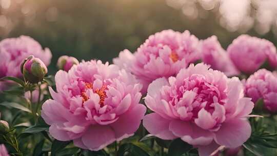 粉色的牡丹  花瓣特写 4K