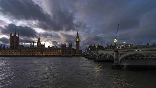 英国伦敦大本钟空镜头海外国外风光大气延时