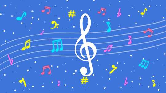 蓝色背景音乐音符动画素材