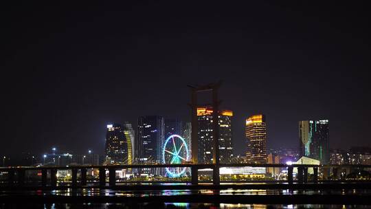 泉州东海泰禾夜景城市夜景江滨晋江大桥夜景