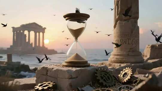 沙漏与古迹场景素材