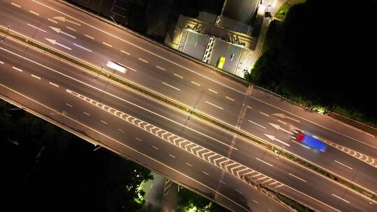 重庆北碚高速互通夜景车流航拍延时