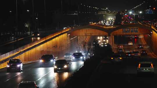 城市夜景车流慢动作