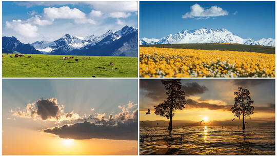 自然风景祖国山河草原雪山山河湖海延时