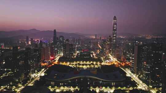 深圳城市夜景航拍全景