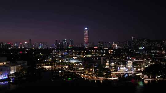 深圳欢乐海岸夜景俯瞰，灯火辉煌的繁华景象