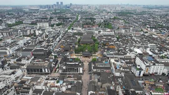 苏州城市风光平江路历史文化街区观前街航拍