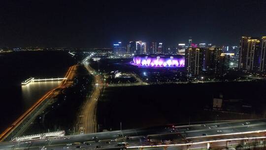 杭州夜景 城市建设 交通 房产 航拍实拍