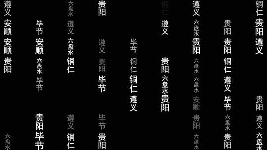 贵州省各城市文字粒子动画墙背景