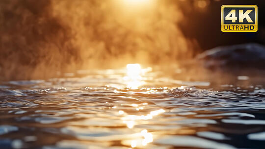 夕阳水雾水面湖面河面光影唯美风景风光57