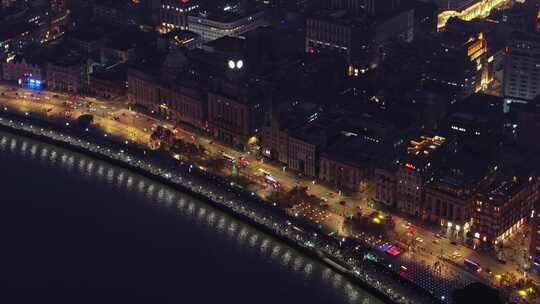 上海浦西外滩夜景航拍