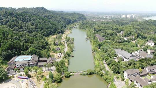 湖南常德桃花源景区五柳湖航拍