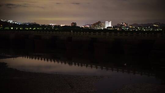 夜晚桥梁空境晚上泉州洛阳桥古桥石头桥