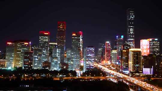 城市夜景光斑 城市夜景车流 北京夜晚视频素材模板下载