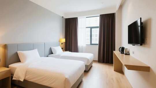 酒店双人卧室室内场景