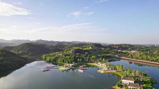 成都东部新区简阳三岔湖水库三岔湖景区航拍