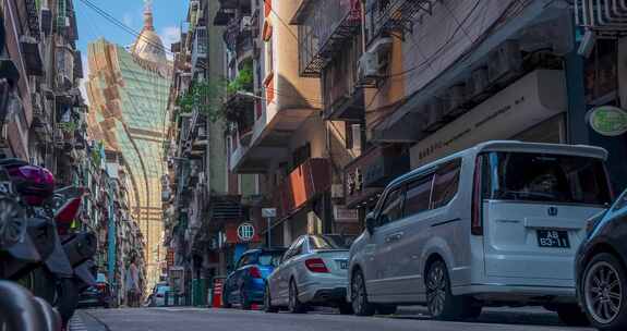 澳门延时 城市街景 忙碌 人流 车流