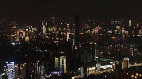 武汉江滩航拍立交桥灯光秀高楼大厦城市马路