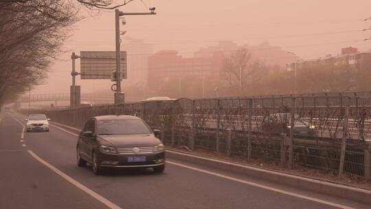北京雾霾沙尘暴pm2.5环保问题视频素材模板下载