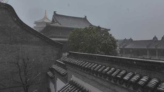 2024年第一场雪雪中的千年古寺金粟寺