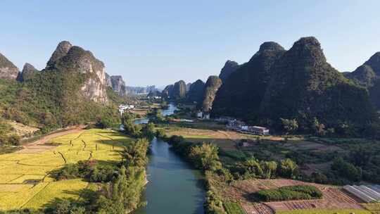 桂林阳朔十里画廊桂林山水风光航拍