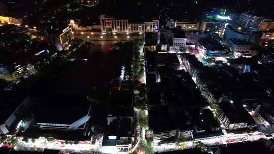 航拍广西桂林城市建设桂林夜景